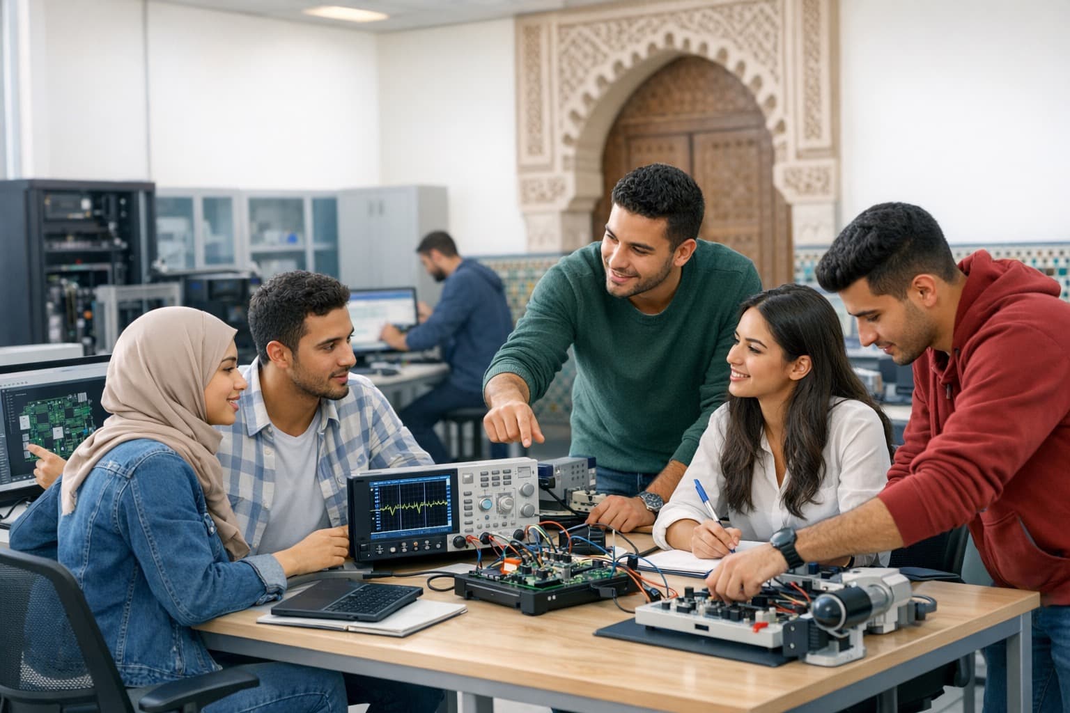Étudiants en salle de travaux pratiques